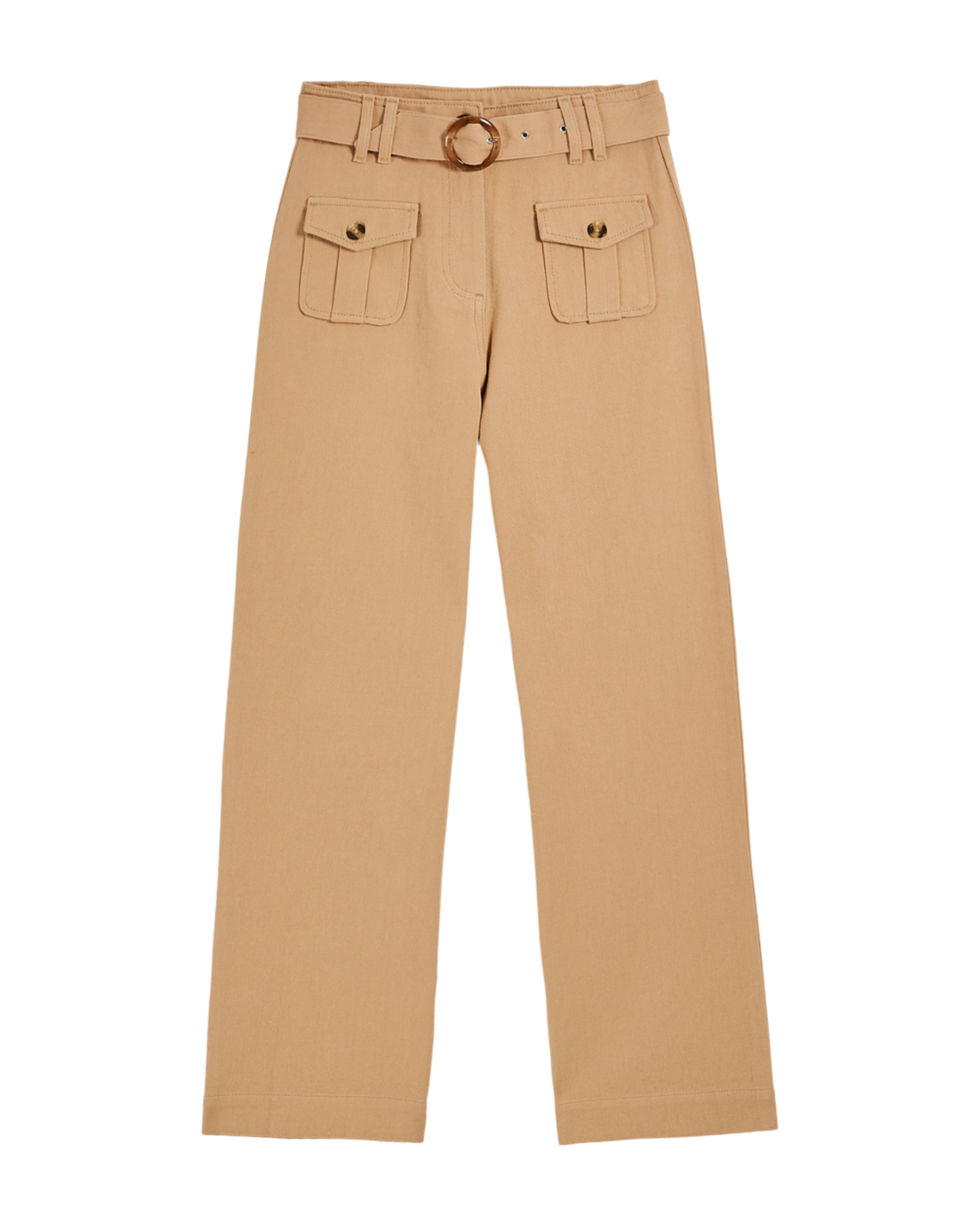 Pantalon ceinturé denim beige