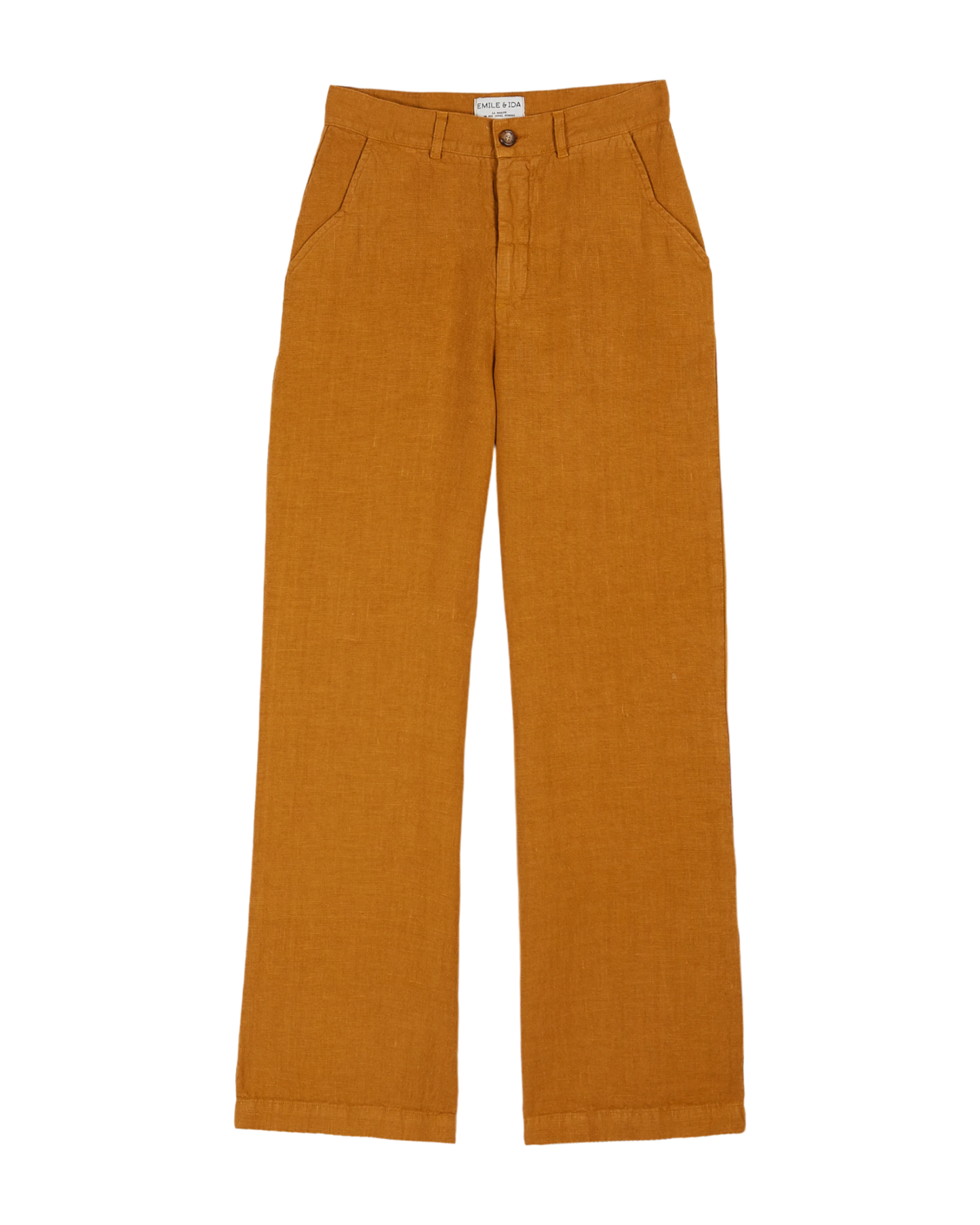 Pantalon droit lin caramel