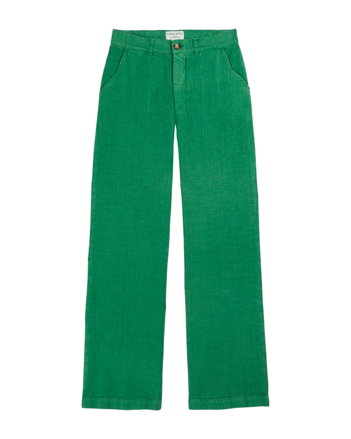 Pantalon droit lin vert