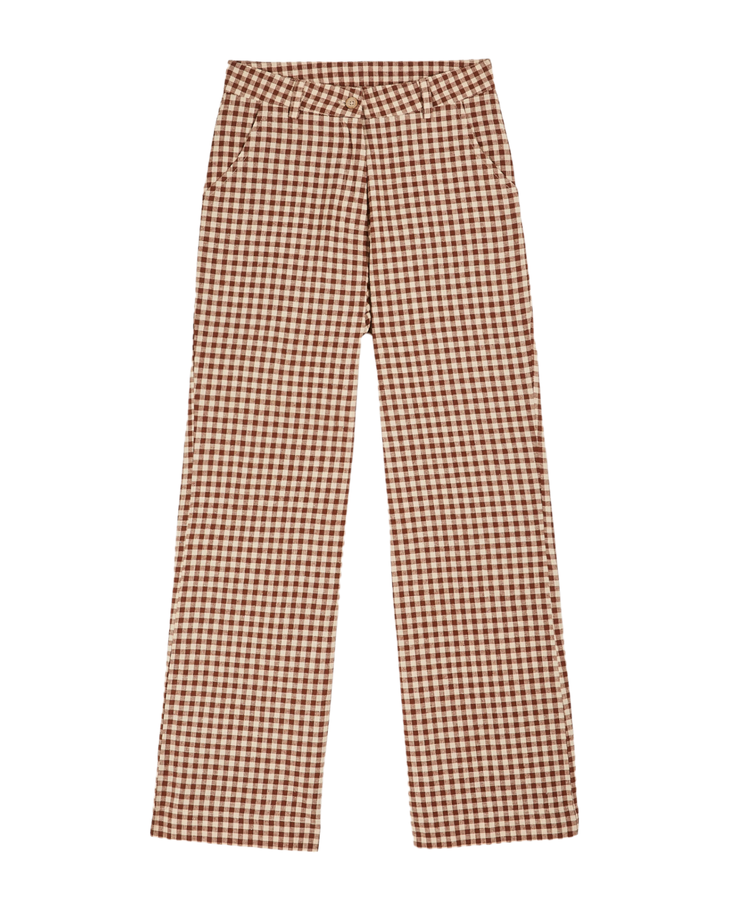 Pantalon vichy écru et chocolat