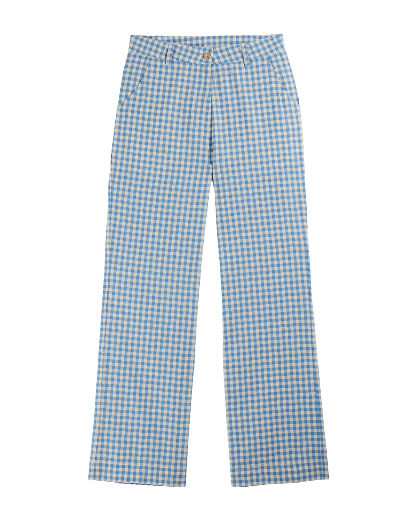 Pantalon vichy écru et bleu