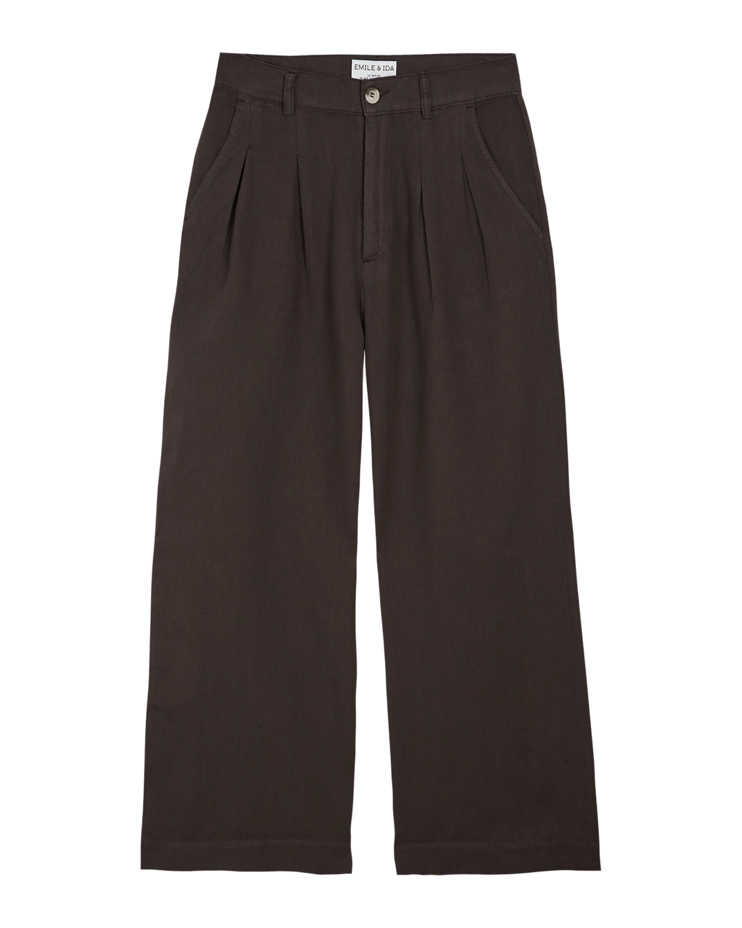 Pantalon palazzo lin et coton bitume