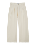 Pantalon palazzo lin et coton blanc cassé