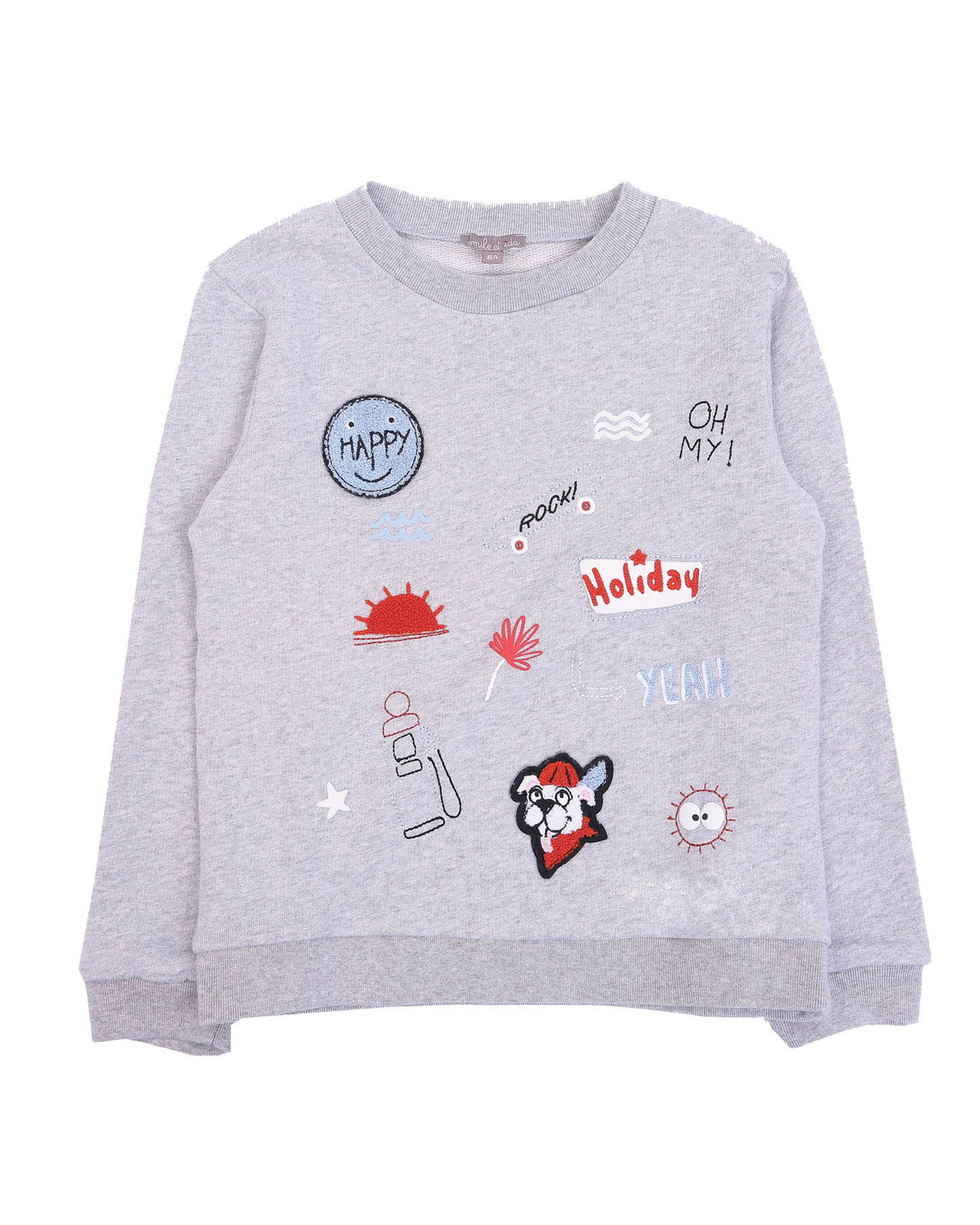 Sweatshirt badges gris chiné