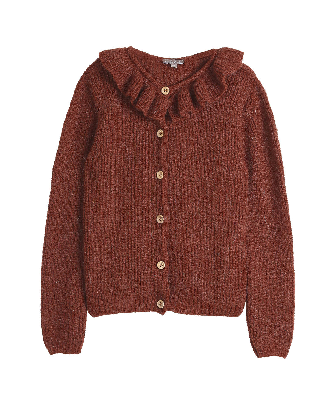 Cardigan fille laine d'alpaga rouille