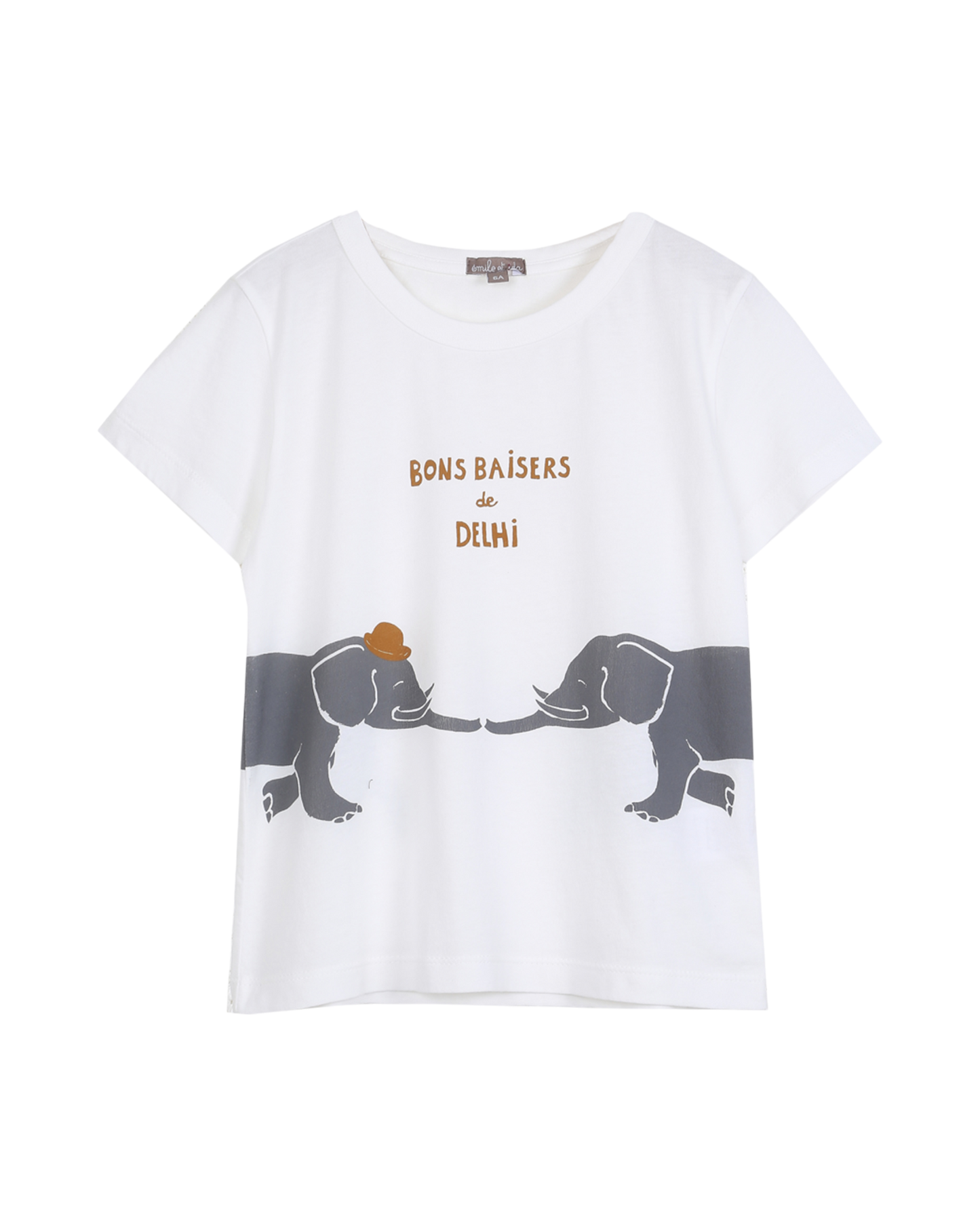 Tee-shirt imprimé "Bons baisers de Delhi" écru