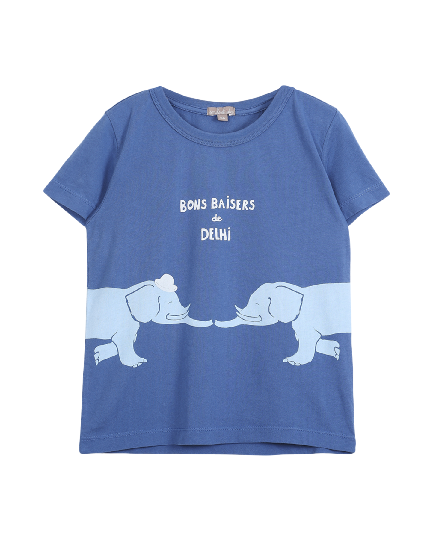 Tee-shirt imprimé "Bons baisers de Delhi" bleu