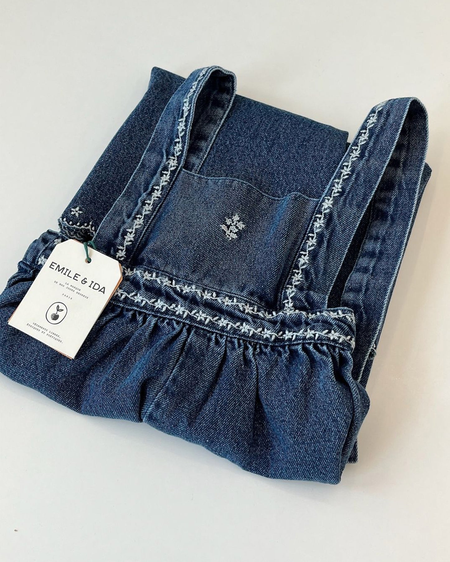 Salopette brodée denim