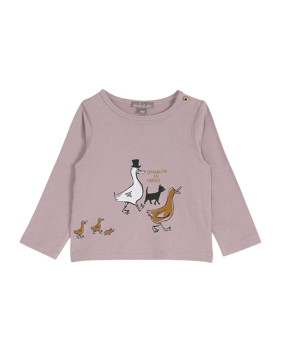 T-shirt bébé en coton mauve balade en famille