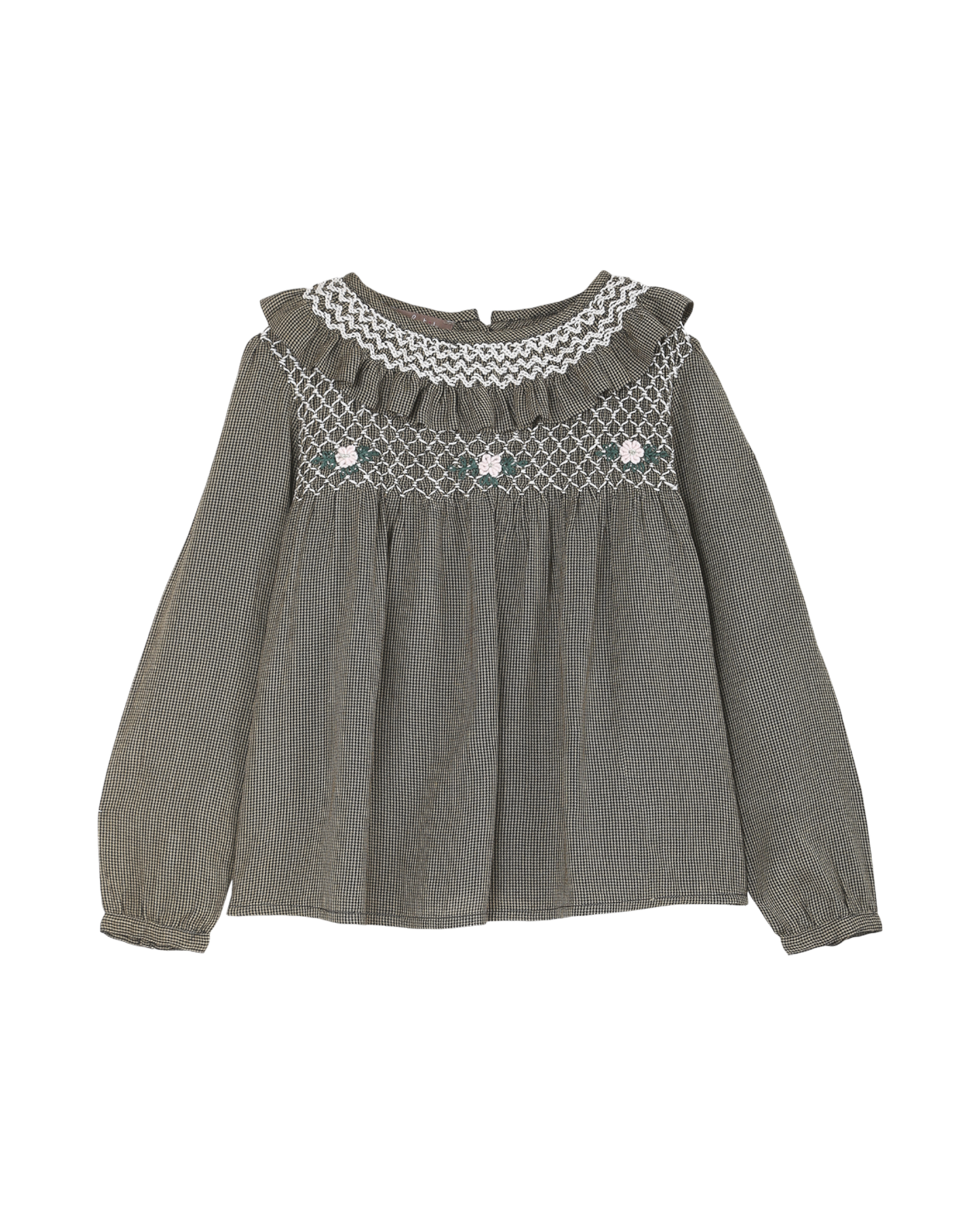 Blouse fille smockée en viscose pied de puce