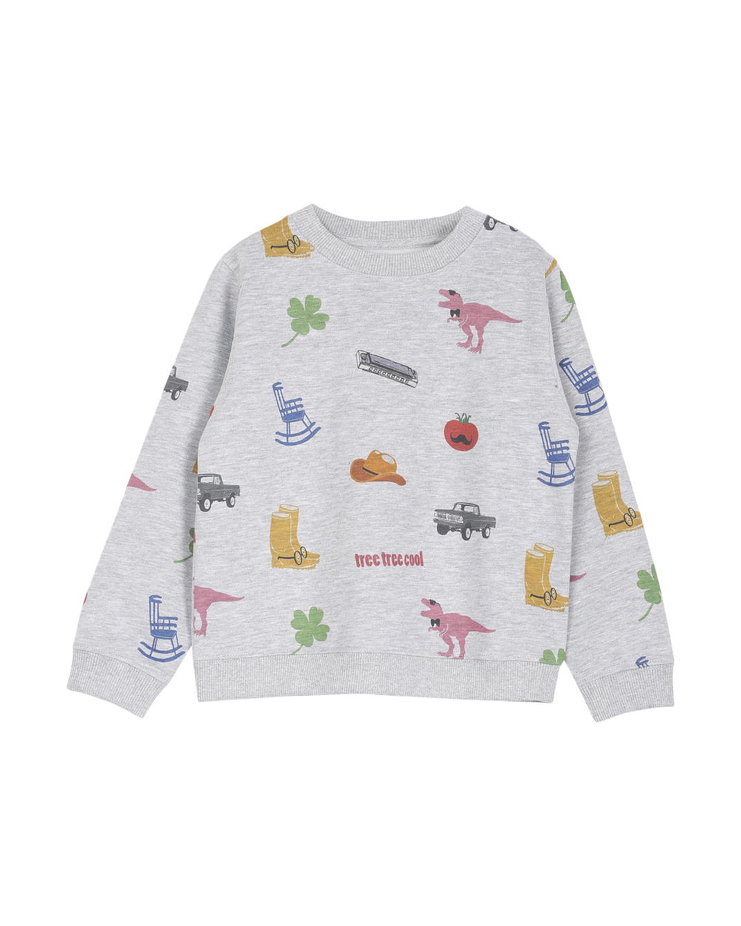 sweat shirt en coton bio gris chine imprime