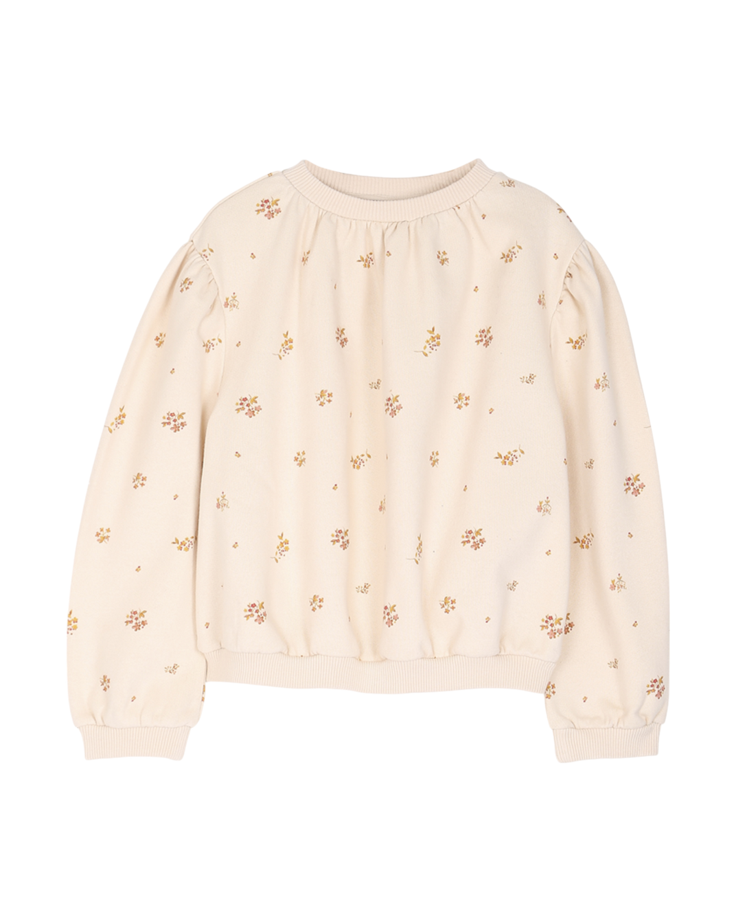 sweat shirt fille en coton bio molletonne fleurs coquille