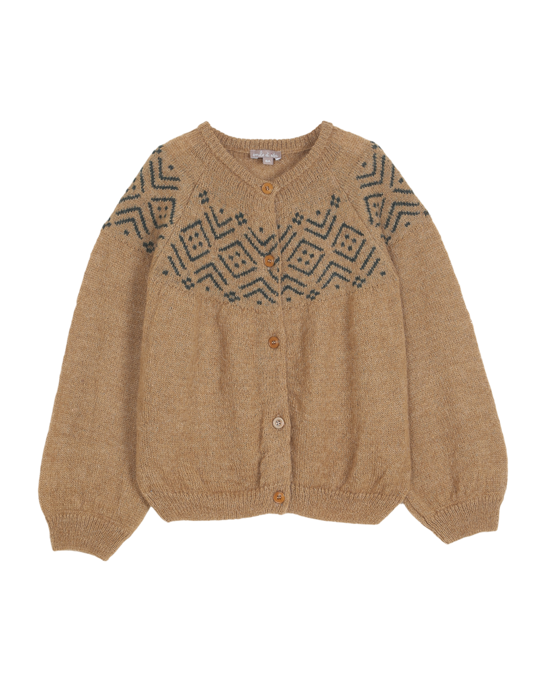 Cardigan jacquard laine d'alpaga dune