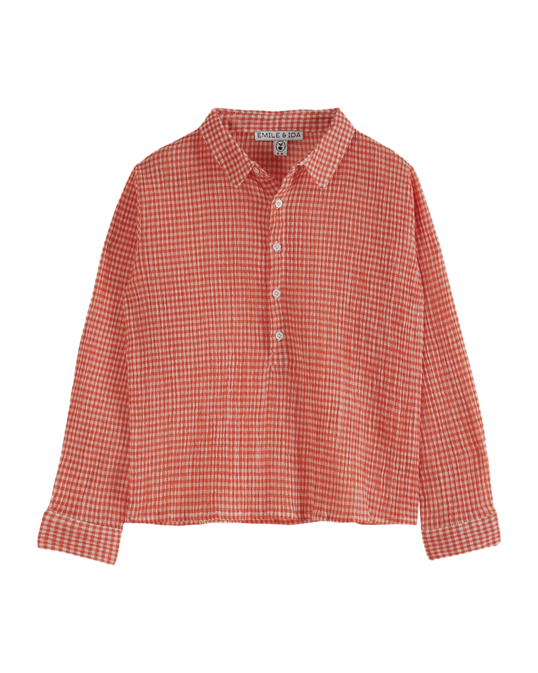 Kurta coton créponné vichy rouge