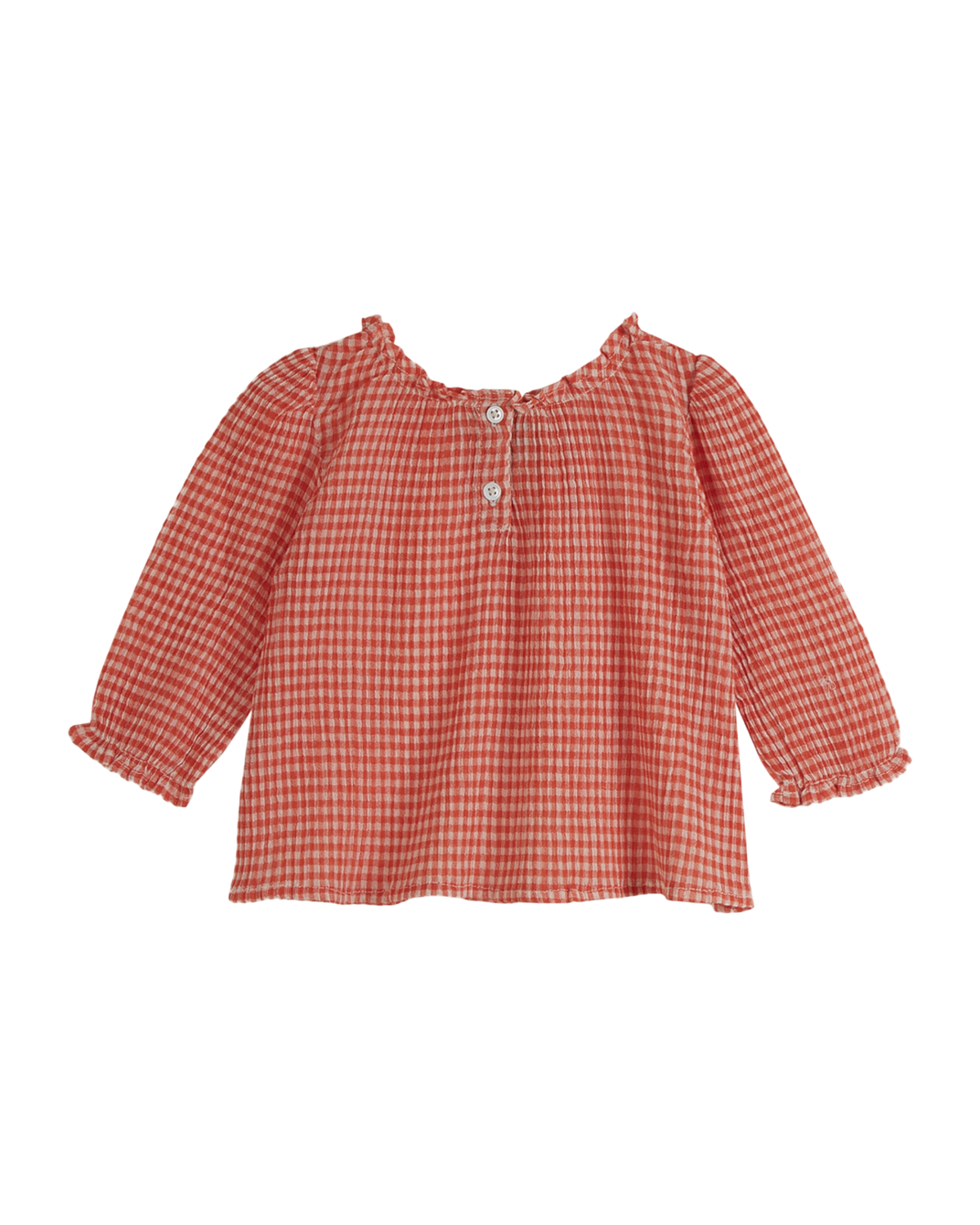 Blouse voile de coton créponné vichy rouge