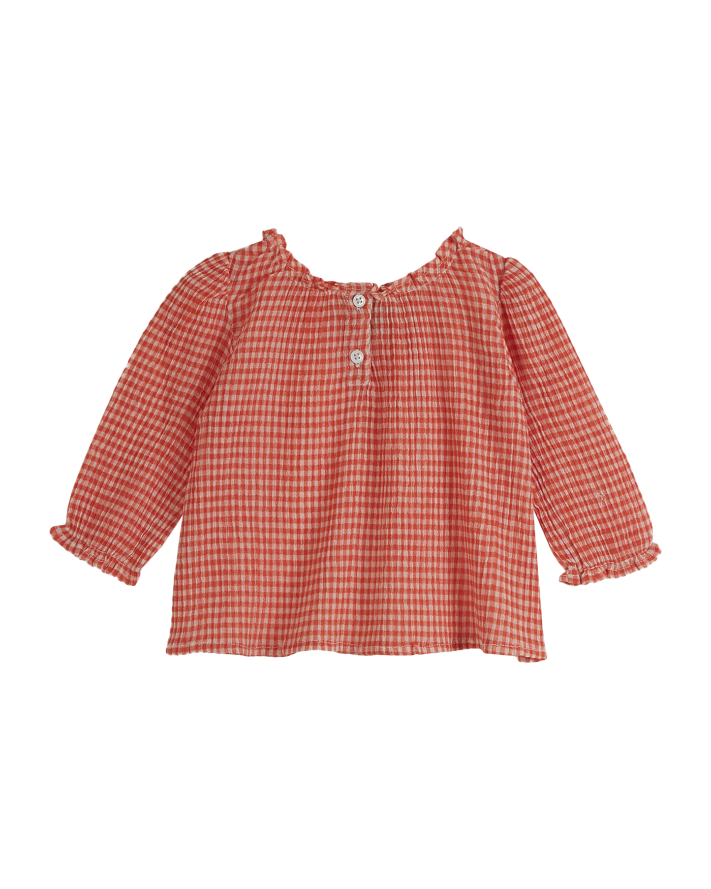 Blouse voile de coton créponné vichy rouge