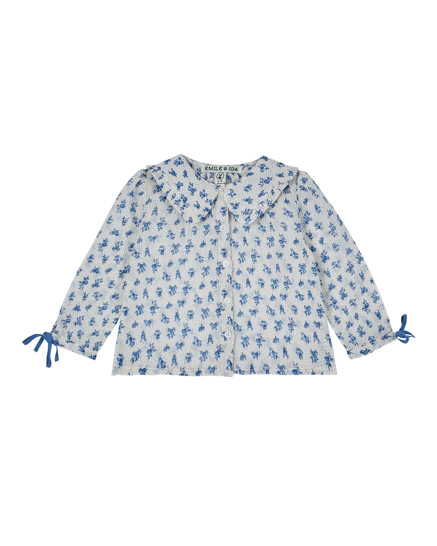 Blouse voile de coton fleurette bleu