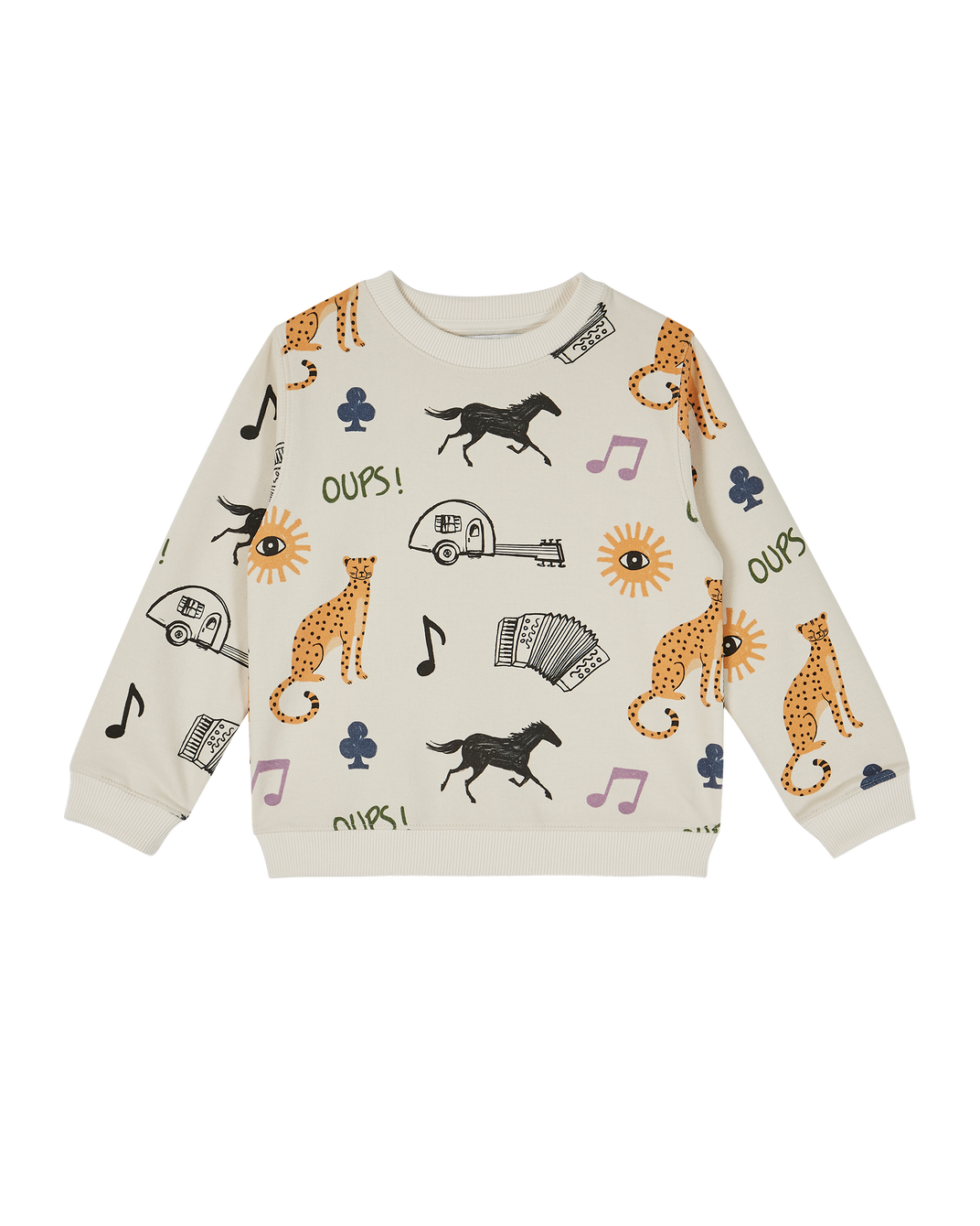 Sweatshirt coton molletonné écru