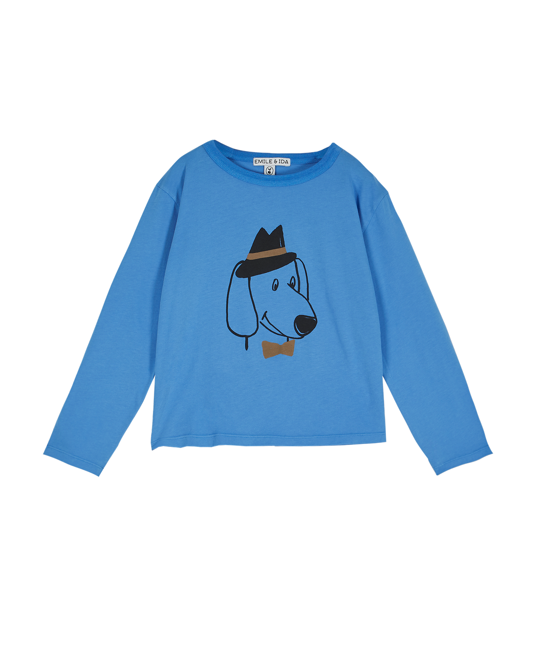 Tee-shirt jersey bio bleu "smile dog"