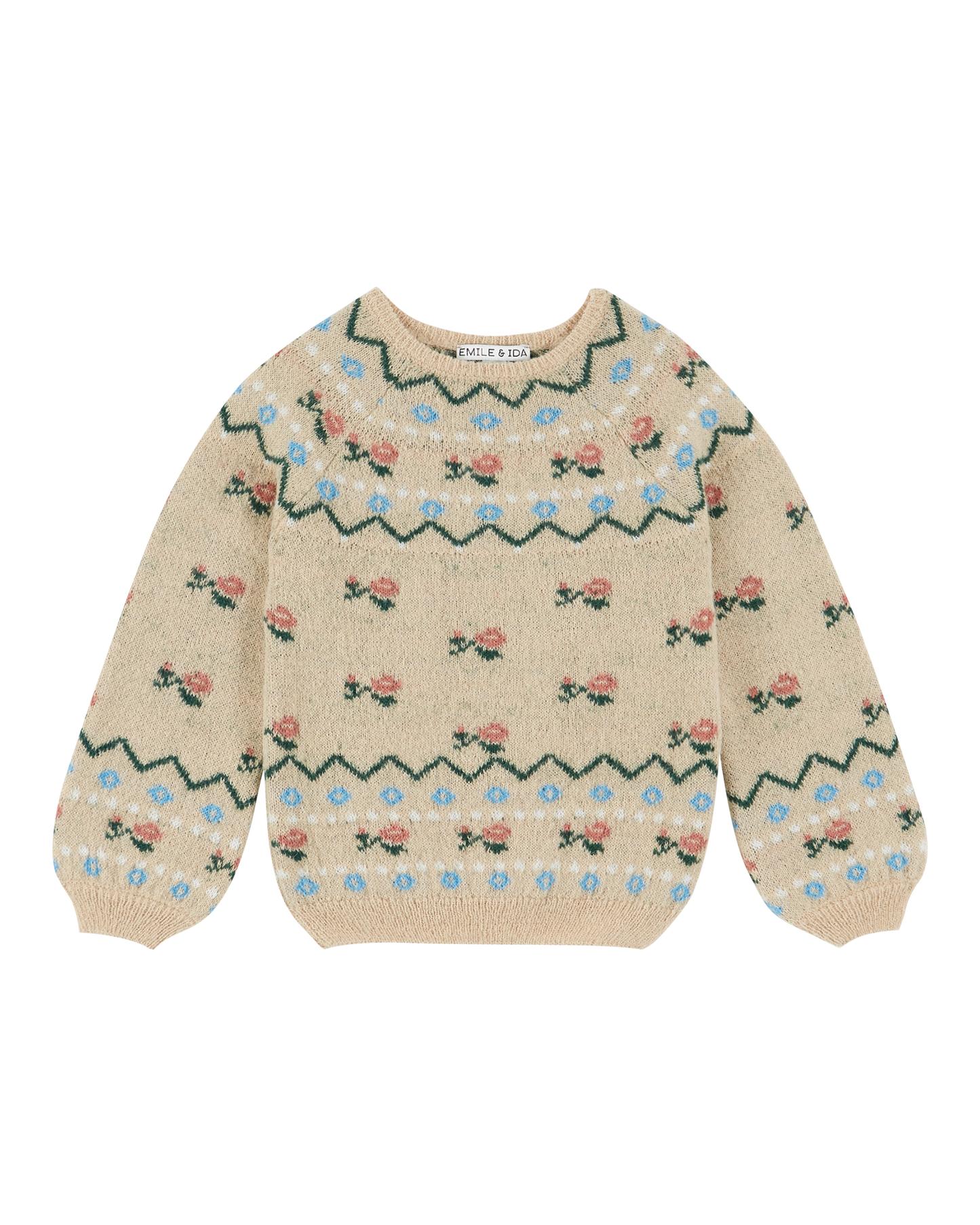 Pull jacquard laine d'alpaga beige