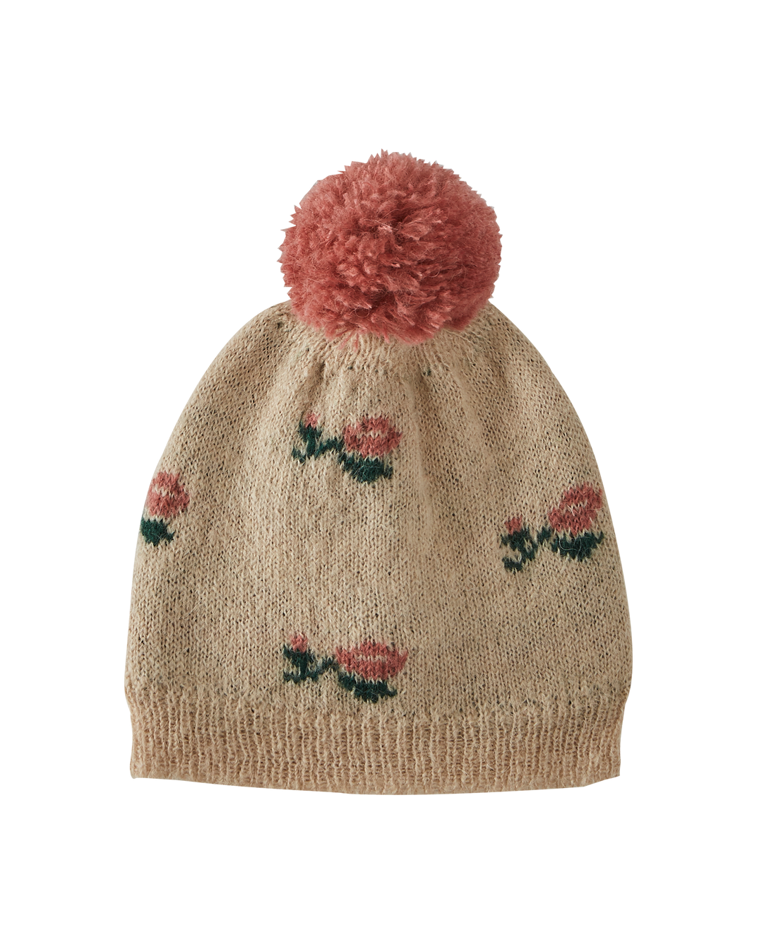 Bonnet pompon alpaga beige