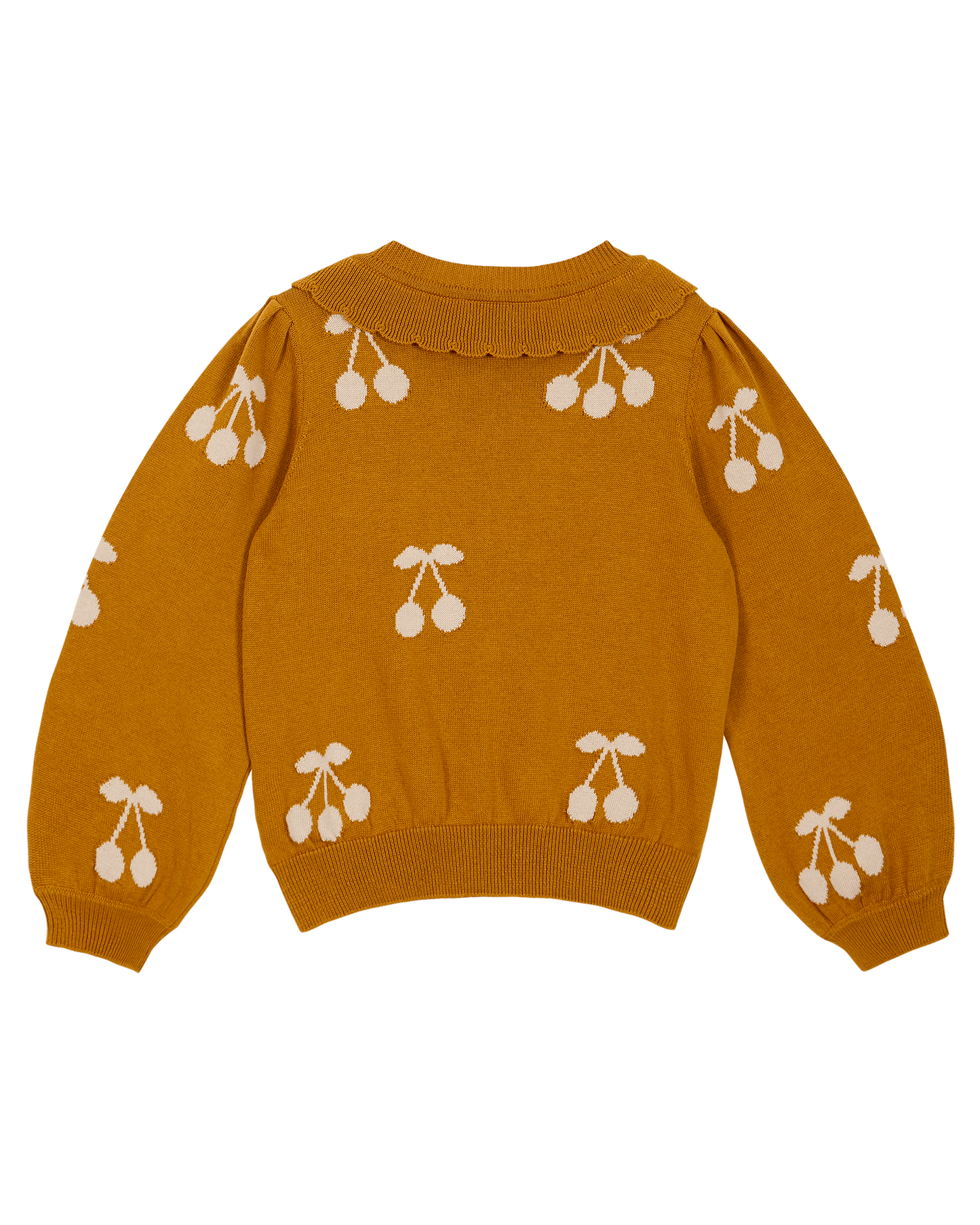 Cardigan cerise fille coton bio caramel et écru