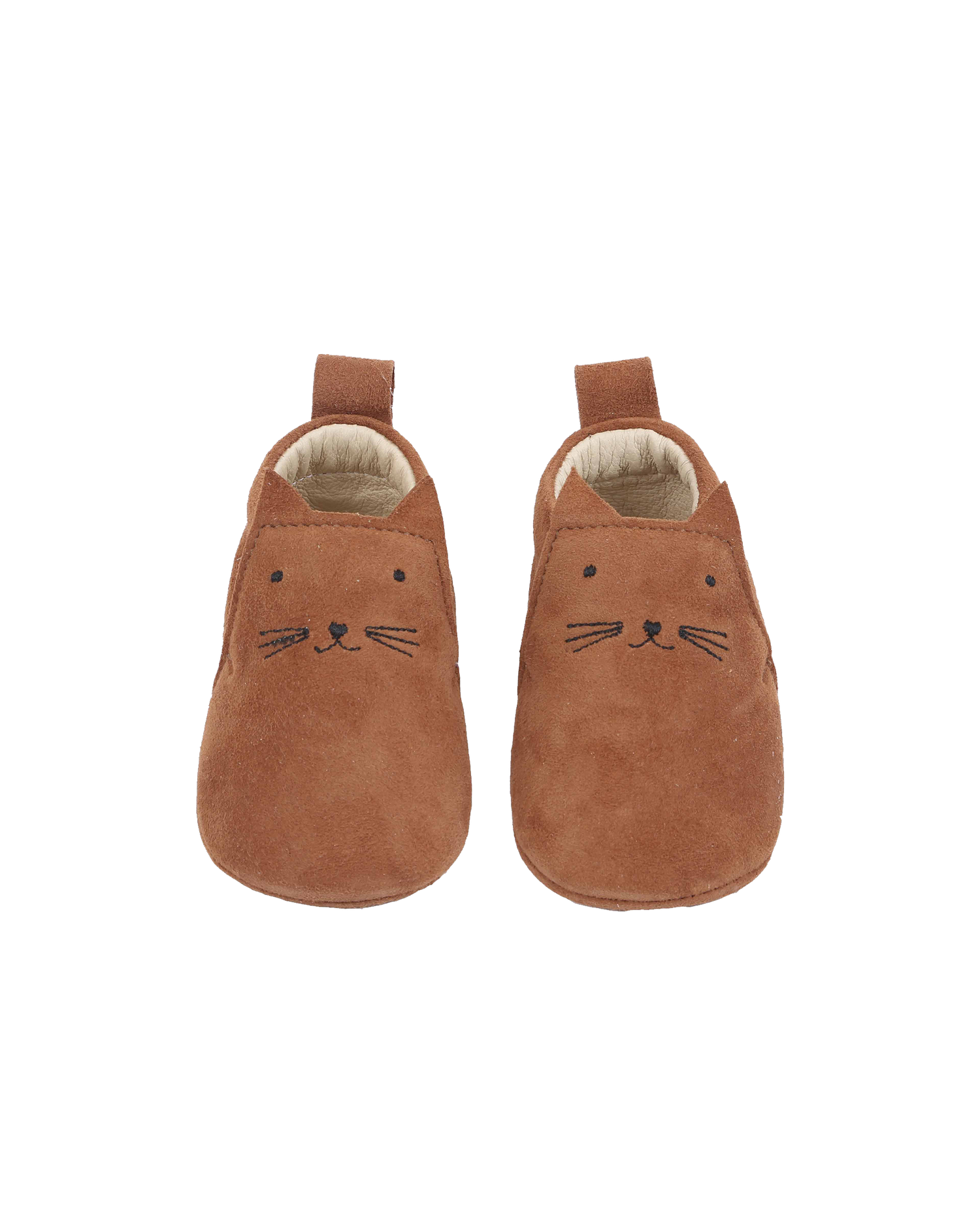 chaussons bebe chat en cuir camel Emile et Ida