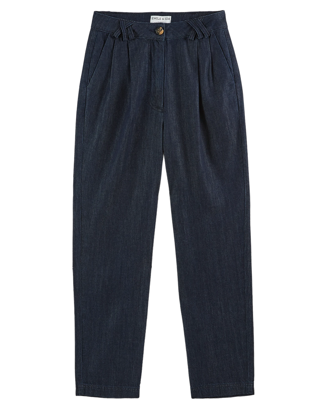 Pantalon carotte coton bio denim bleu foncé