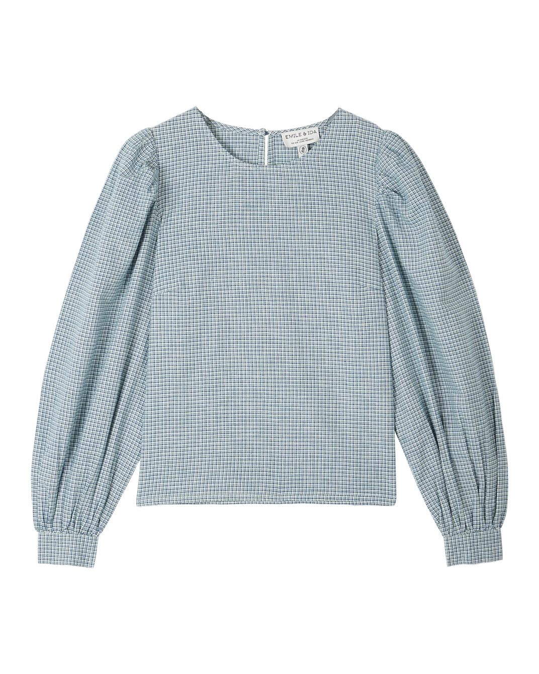 Blouse khadi écossais bleu et vert