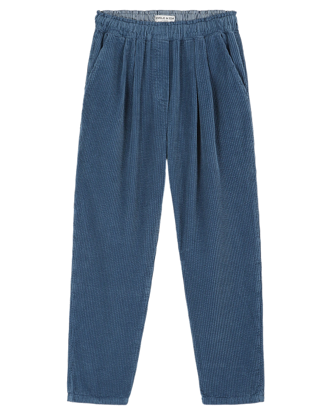 Pantalon carotte velours bleu