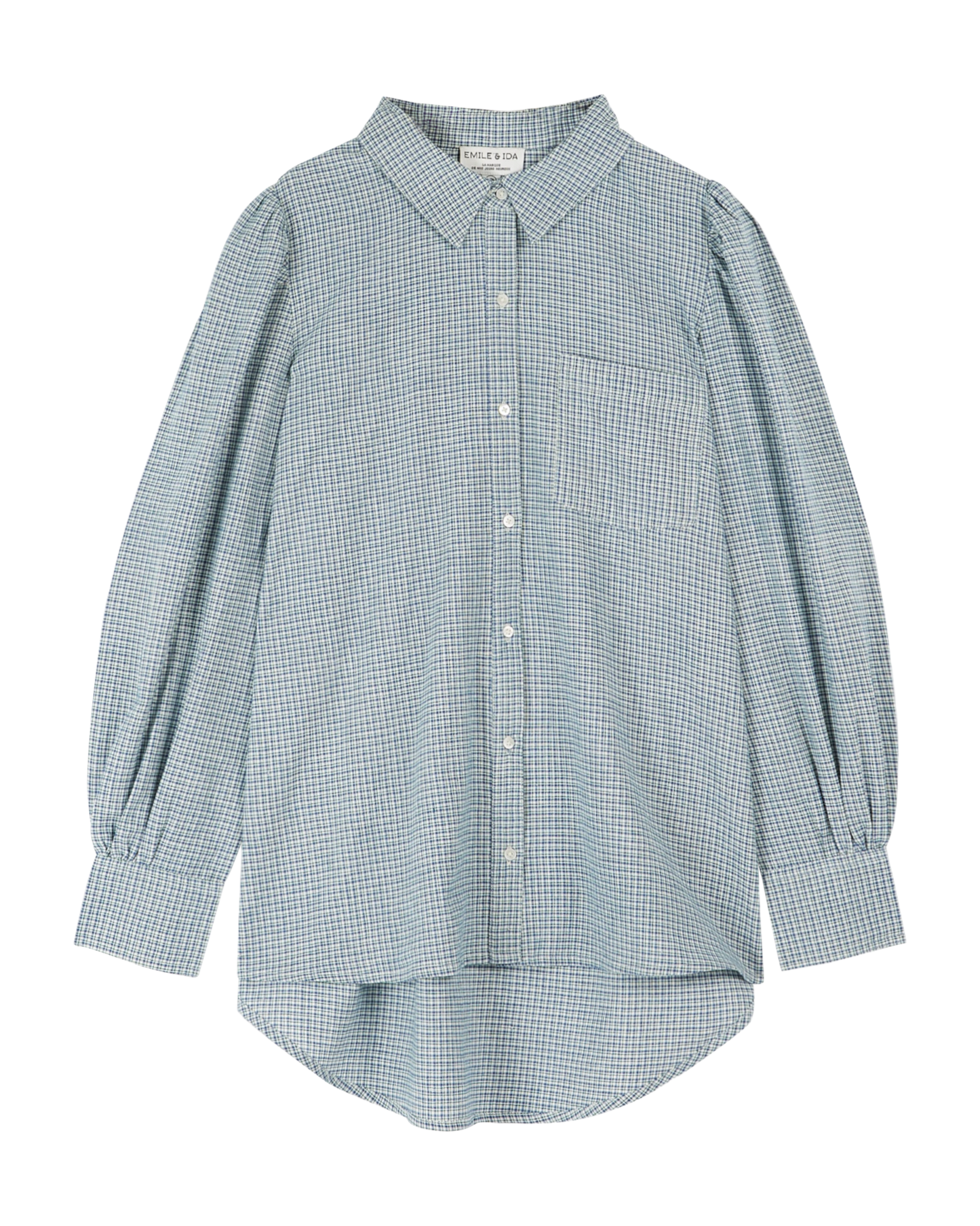 Chemise khadi écossais bleu et vert