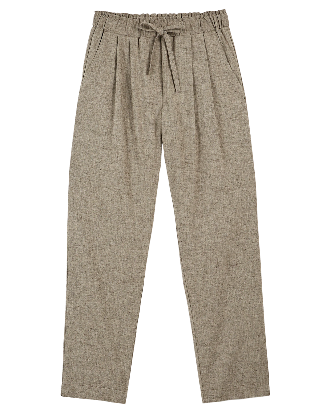 Pantalon carotte chiné beige