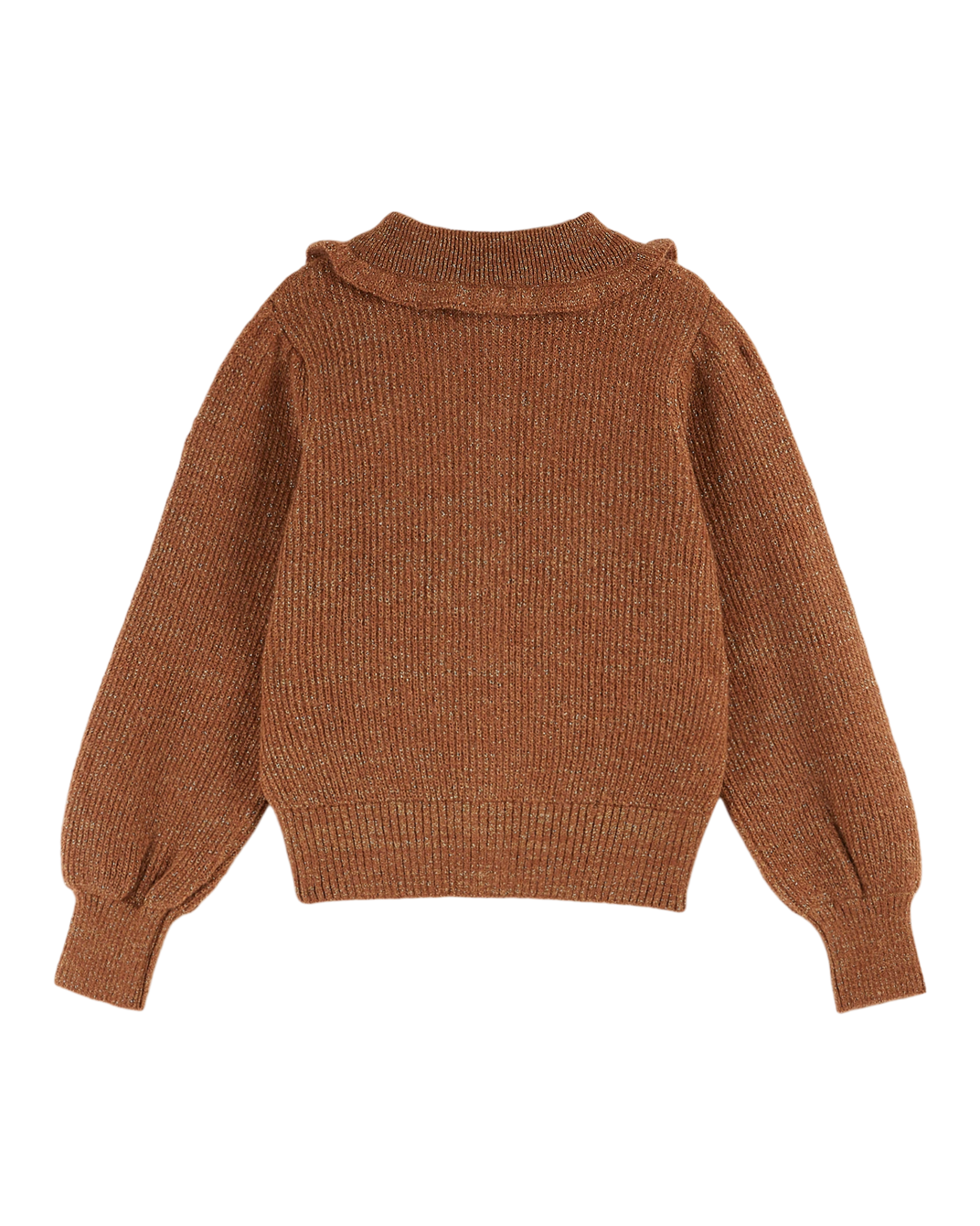 Cardigan col volanté femme chocolat lurex