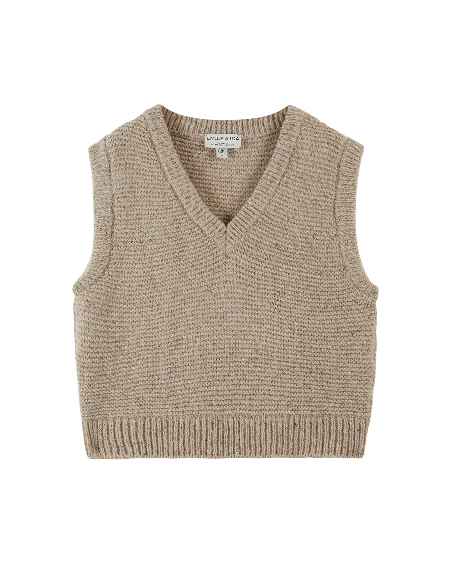 Pull sans manches en laine argile