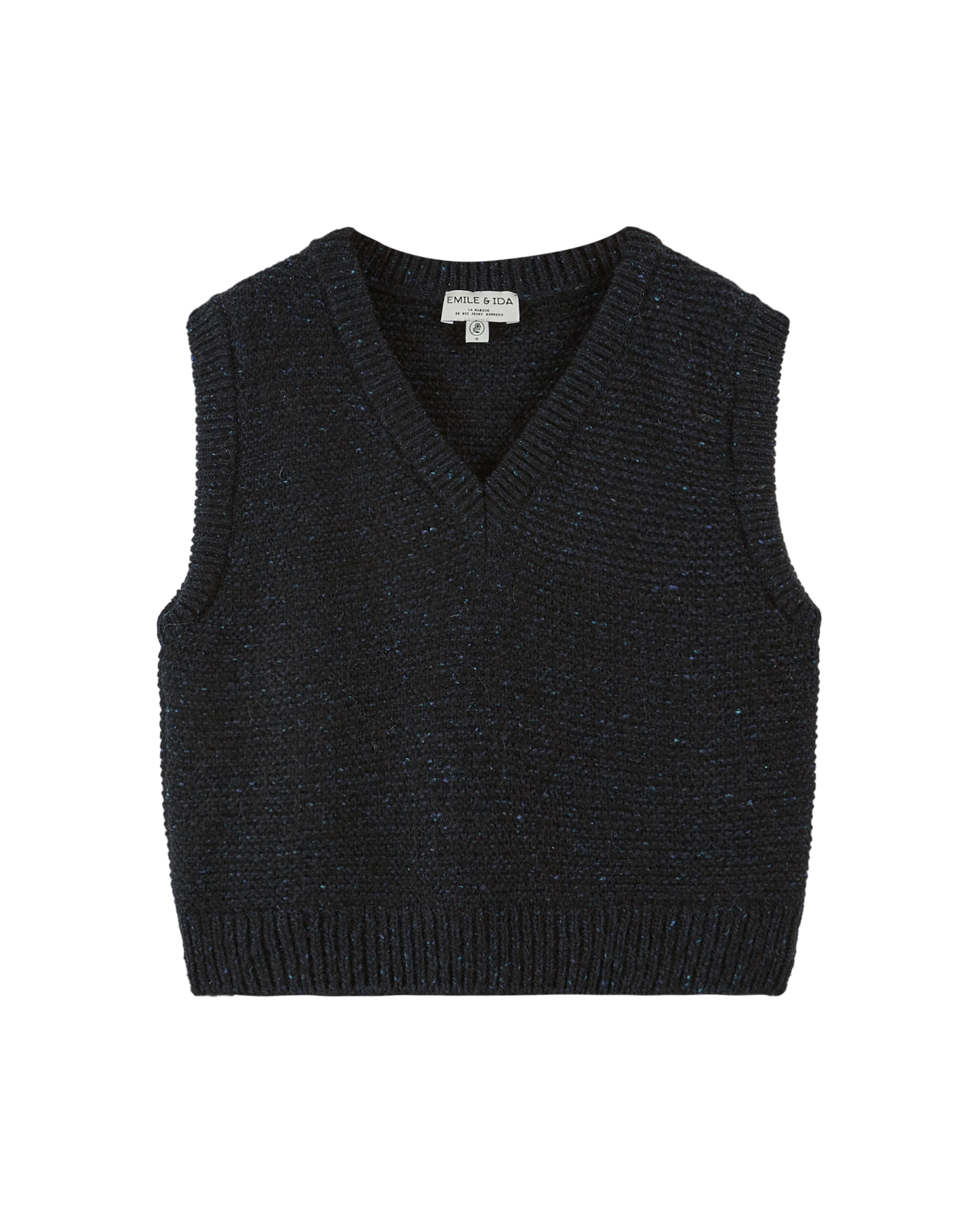 Pull sans manches en laine bleu minuit