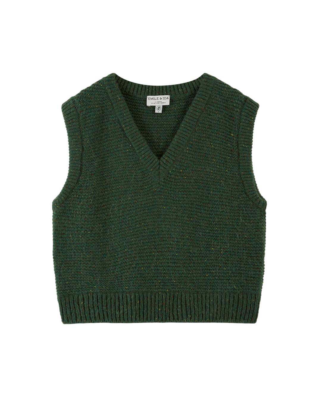 Pull sans manches en laine vert