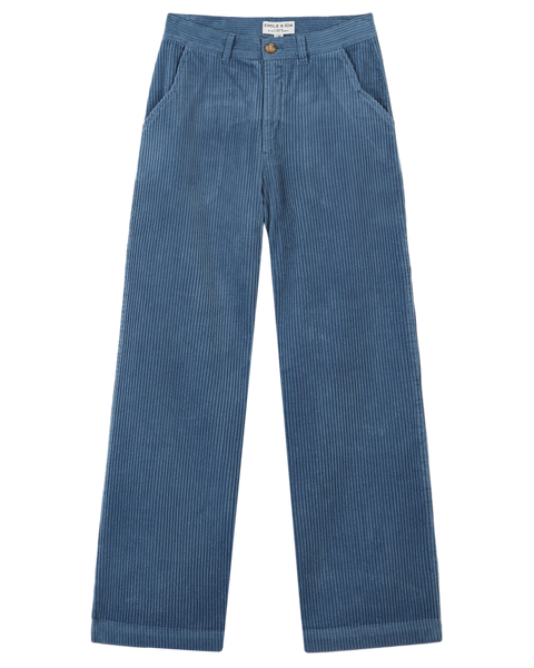 Pantalon wide velours bleu