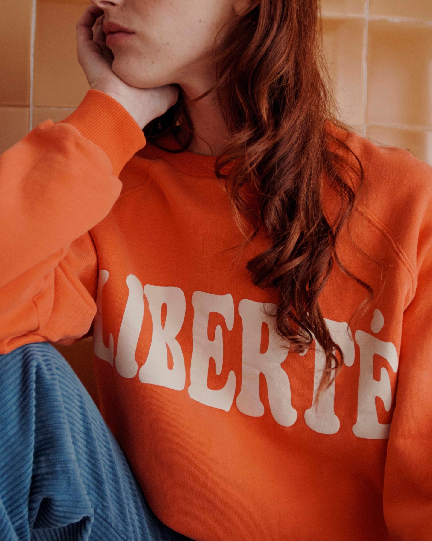 Sweat Liberté coton bio femme orange