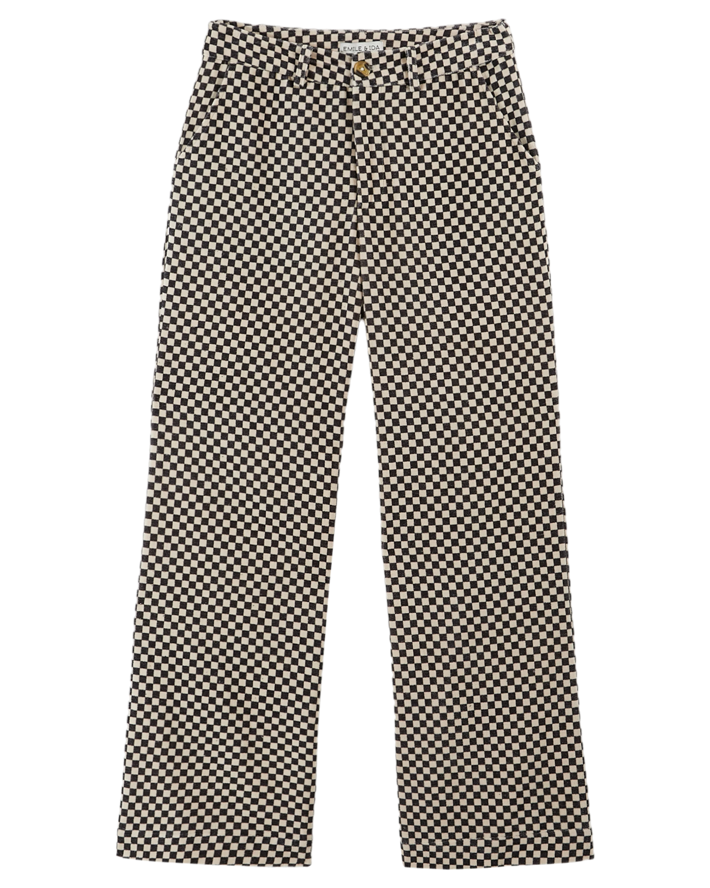 Pantalon damier velours noir et blanc