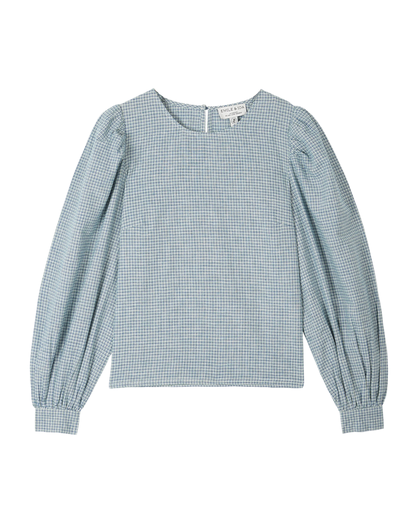 Blouse khadi écossais bleu et vert