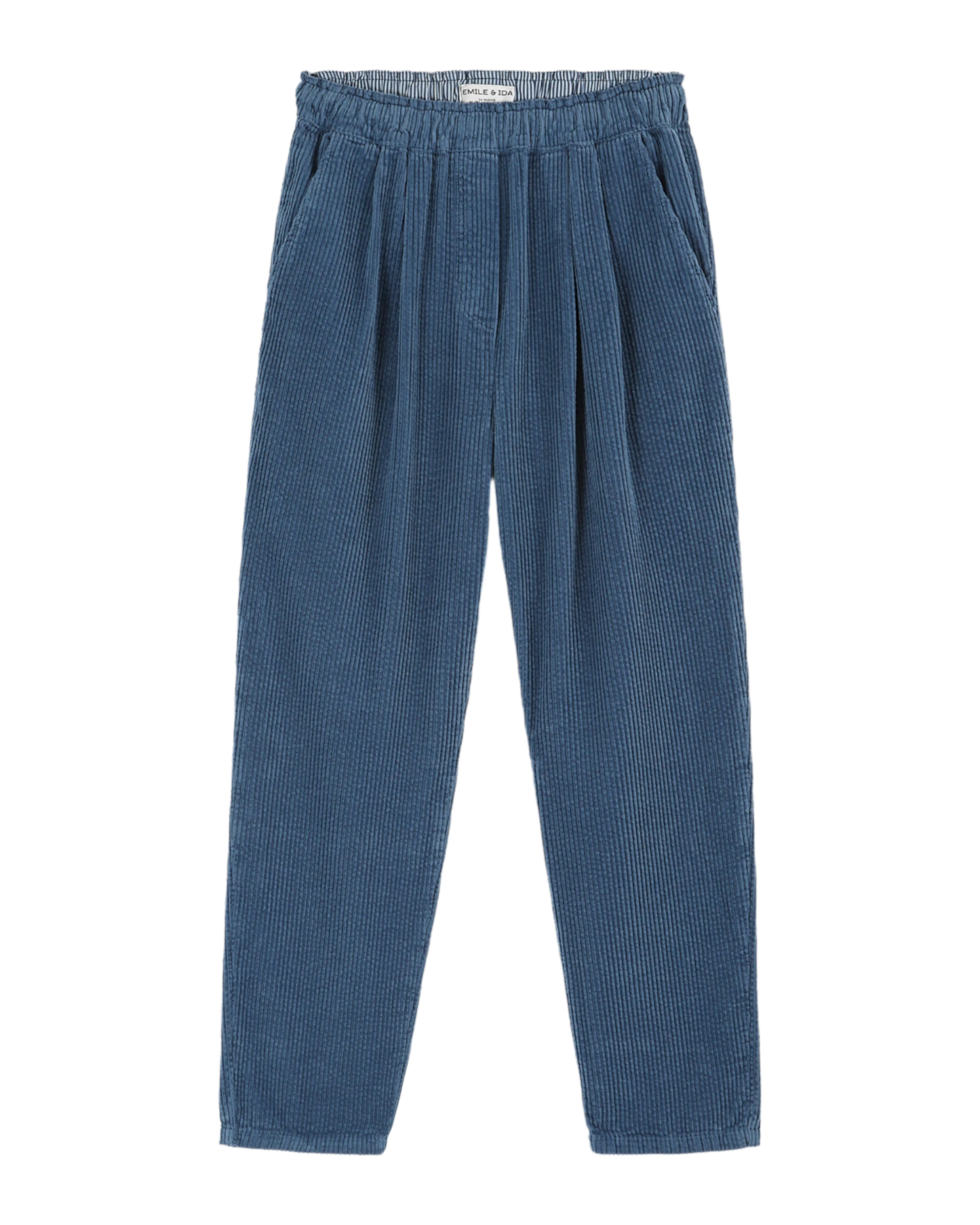 Pantalon carotte velours bleu