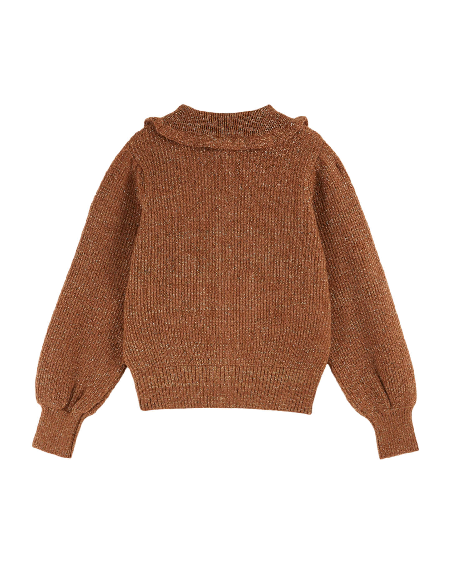 Cardigan col volanté femme chocolat lurex