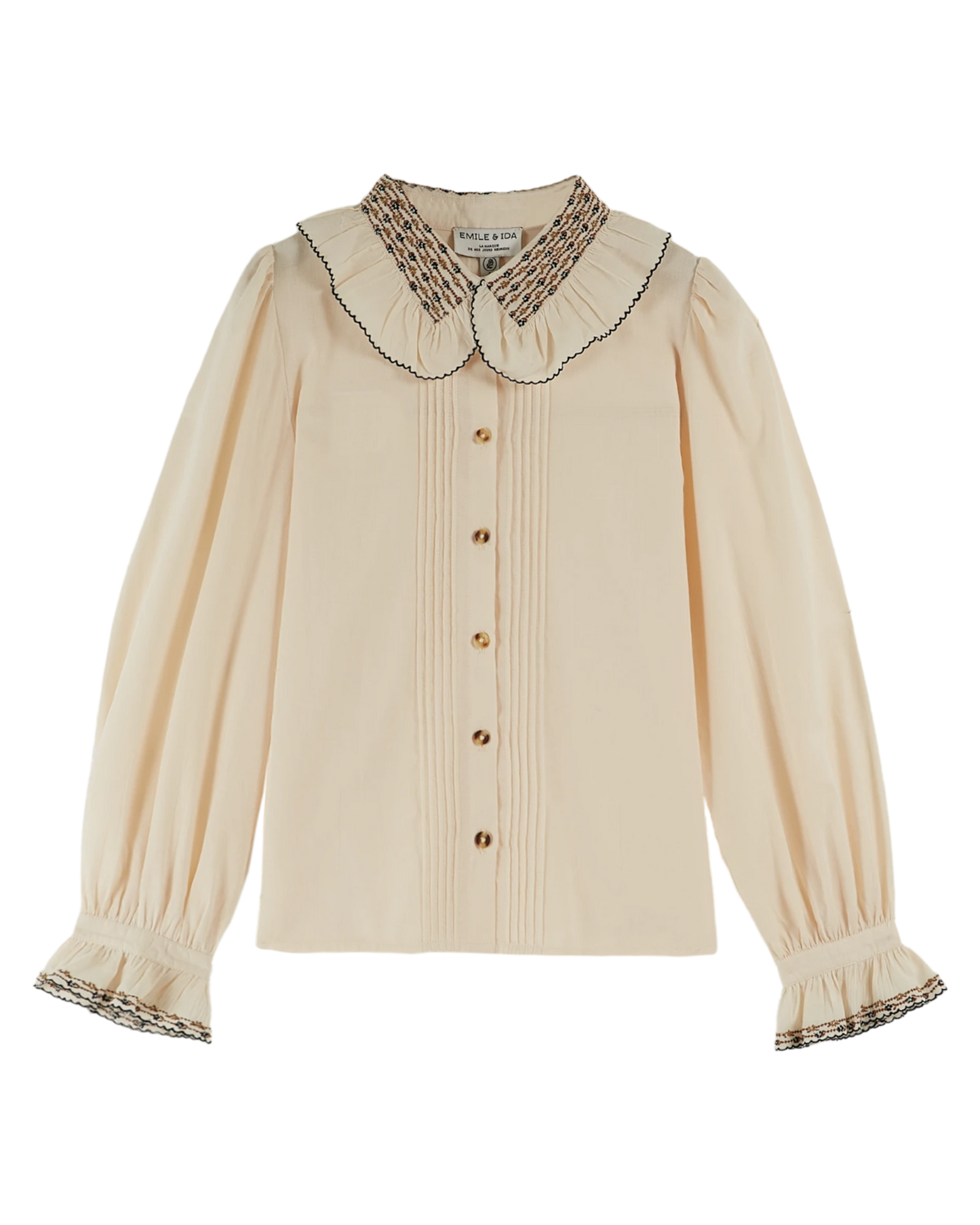 Chemise vintage col brodé crème