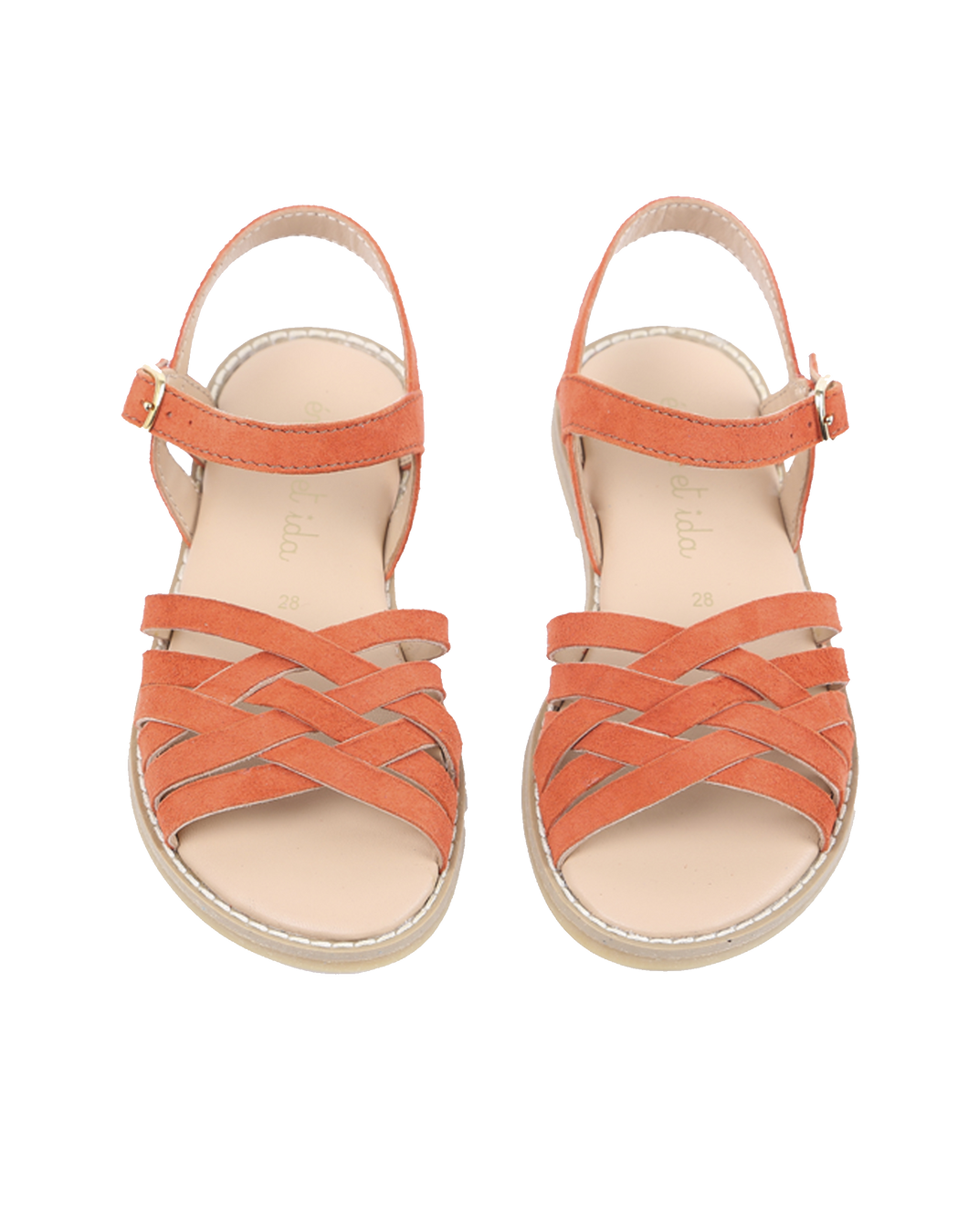 Sandales fille tressées orange