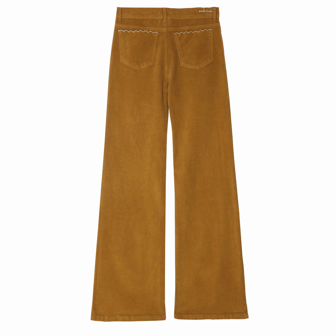 Pantalon velours flare écorce