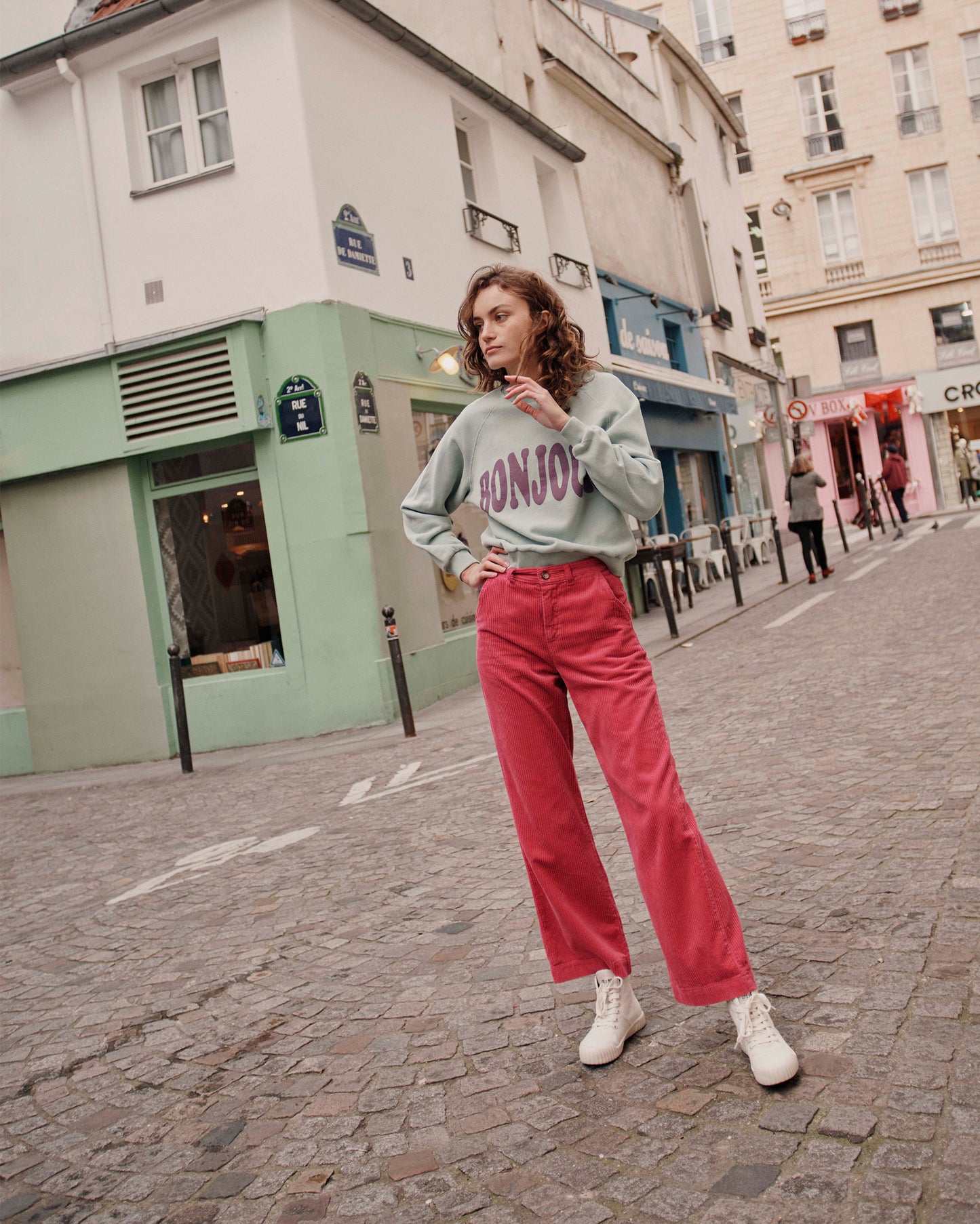 Sweat Bonjour femme coton bio pluie