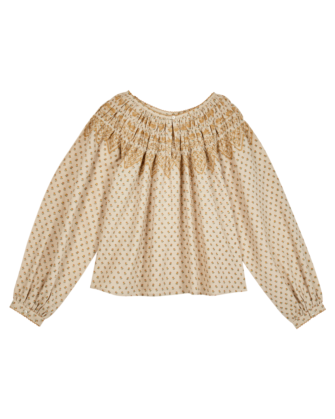 Blouse smockée marceau beige