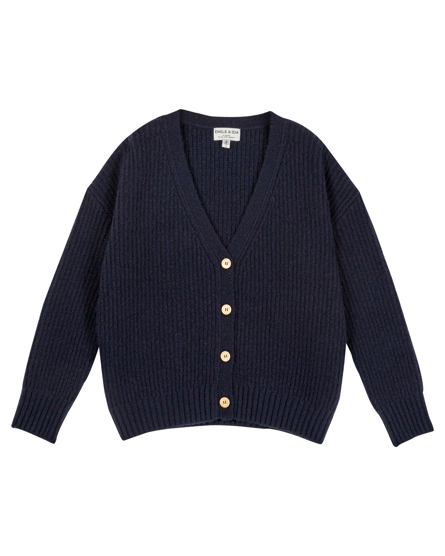 Cardigan femme laine recyclée marine