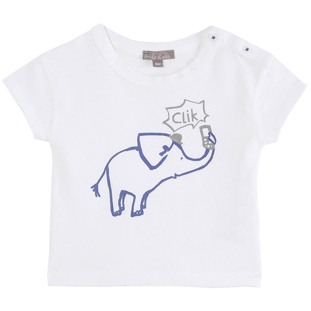 Tee-shirt imprimé éléphant écru