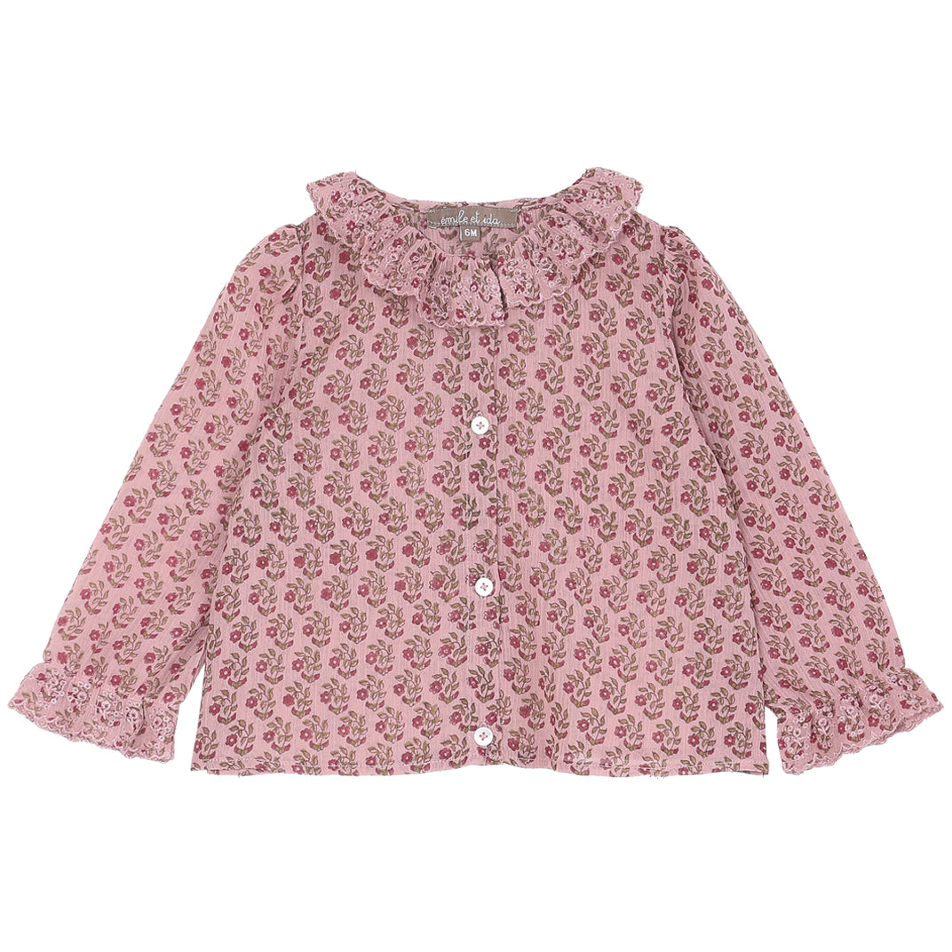 blouse bebe en voile de coton creponne pâquerette rose